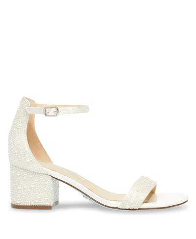 Betsey Johnson Sb-mari Womens Embellished Manmade Block Heels In White