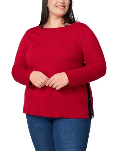 Melissa Paige Plus Size Side-button Tunic Sweater In Multi