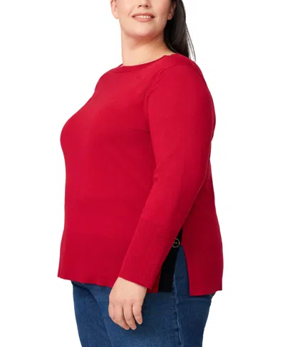 Melissa Paige Plus Size Side-button Tunic Sweater In Multi