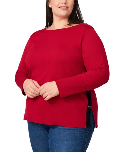 Melissa Paige Plus Size Side-button Tunic Sweater In Multi