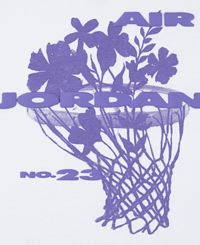 Jordan Big Girls 23 Flowers Short Sleeve T-shirt In White