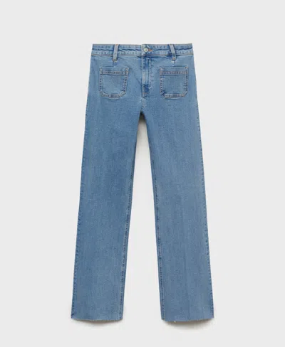 Mango High-waisted Wide-leg Jeans Medium Blue In Blue