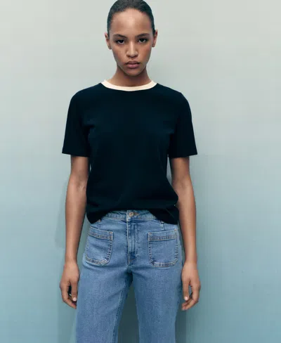 Mango High-waisted Wide-leg Jeans Medium Blue In Blue