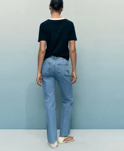 Mango High-waisted Wide-leg Jeans Medium Blue In Blue