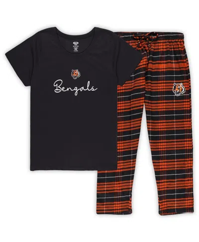 Concepts Sport Women's 2-piece Cincinnati Bengals Plus Size Script Top And Pants Sleep Set In Multi