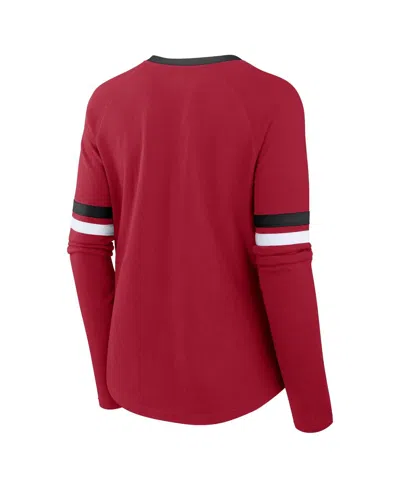 Fanatics Women's Scarlet San Francisco 49ers Plus Size Won Done Lace-up V-neck Long Sleeve T-shirt In Multi