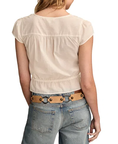 Lucky Brand Lace Tie Waist Top In White