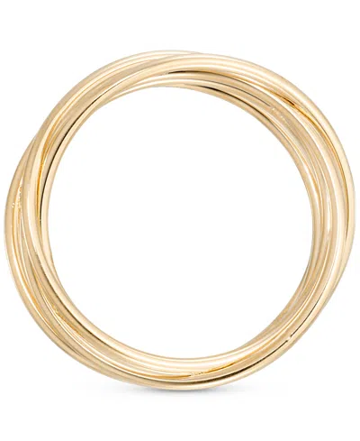 Macy's Polished Interlocking Multirow Crossover Statement Ring In 14k Gold In Gold