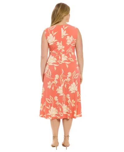 London Times Plus Size Printed Sleeveless Midi Dress