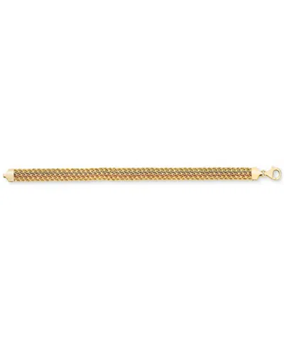 Macy's Four-row Rope Link Chain Bracelet In 14k Tricolor Gold In Gold