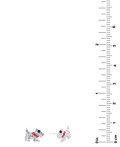 Macy's Pave Crystal Doggie Stud Earrings In Sterling Silver In Gray