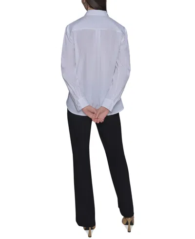 Karl Lagerfeld Women's Cotton Embroidered Button-front Top In White