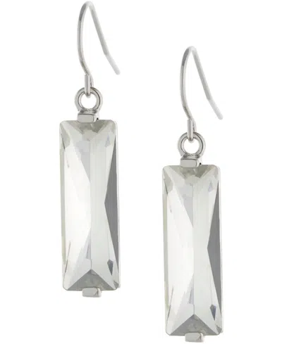 Macy's Color Crystal Rectangle Drop Earrings In Sterling Silver In Metallic