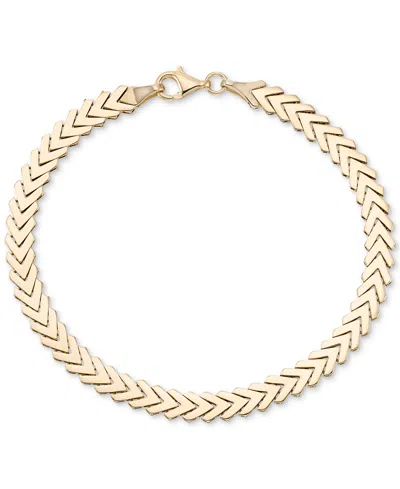 Macy's Polished Chevron Link Chain Bracelet In 10k Gold In Gold