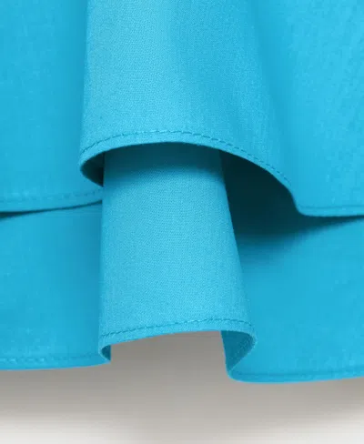 Mango Strapless Ruffle Top In Blue