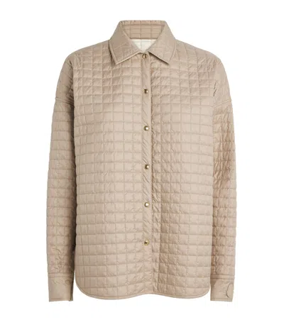 Moncler Microfiber Quilted Reversible Shacket In Neutral