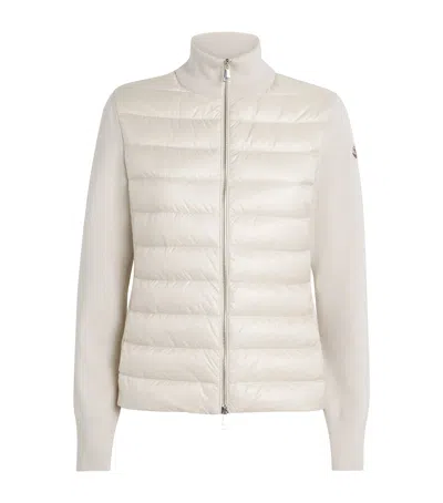 Moncler Women Nylon Down Jacket With Virgin Wool Inserts In White