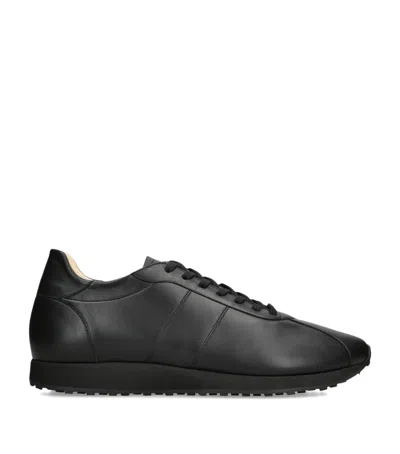 The Row Round Toe Rubber Sole Smooth Finish Sneakers In Black