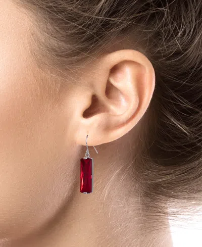Macy's Color Crystal Rectangle Drop Earrings In Sterling Silver In Multi