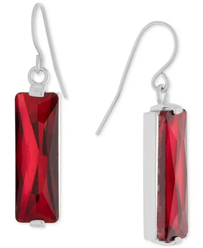 Macy's Color Crystal Rectangle Drop Earrings In Sterling Silver In Multi