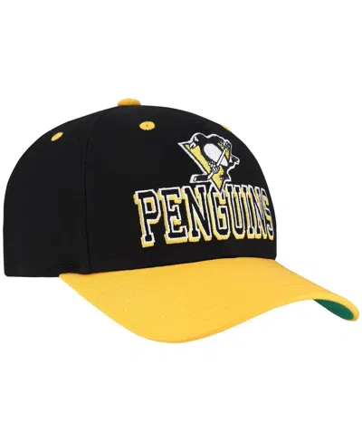 Mitchell & Ness Men's Black/gold Pittsburgh Penguins Backside Script Two-tone Pro Crown Adjustable Hat In Multi