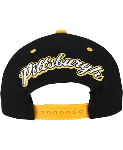 Mitchell & Ness Men's Black/gold Pittsburgh Penguins Backside Script Two-tone Pro Crown Adjustable Hat In Multi