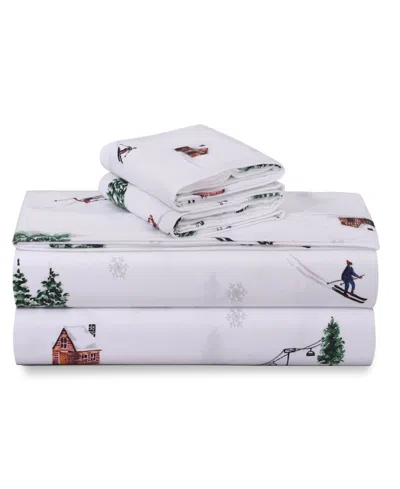 Azores Home Sofi Paisley Extra Deep Pocket Flannel 4-pc. Sheet Set, King In White
