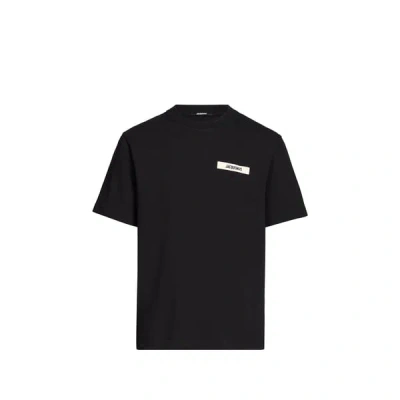 Jacquemus Minimalist Black Short-sleeve Cotton T-shirt With Patch Detail In Black