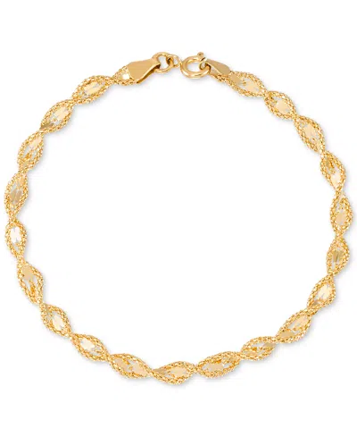 Macy's Twist Style Textured Rope Mirror Chain Link Bracelet In 10k Gold In Gold