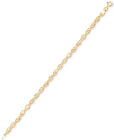 Macy's Twist Style Textured Rope Mirror Chain Link Bracelet In 10k Gold In Gold