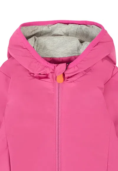 Save The Duck Fuchsia Coco Windbreaker For Baby Girl With Logo In Pink