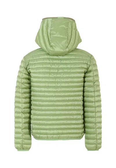 Save The Duck Green Rosy Down Jacket For Girl With Logo In Green