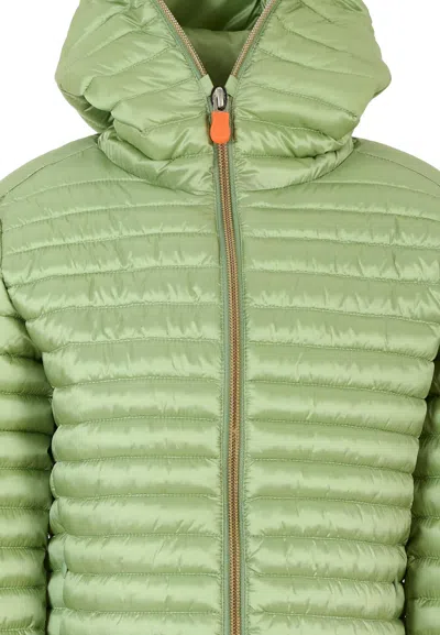 Save The Duck Green Rosy Down Jacket For Girl With Logo In Green