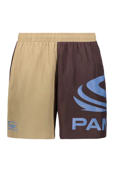 Perks And Mini Logo-print Two-tone Swim Shorts In Brown