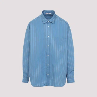 Acne Studios Striped Long Sleeve Button Up Shirt In Blue