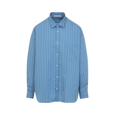 Acne Studios Striped Long Sleeve Button Up Shirt In Blue