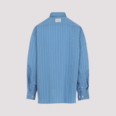 Acne Studios Striped Long Sleeve Button Up Shirt In Blue