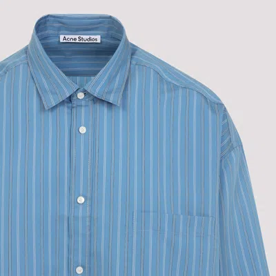 Acne Studios Striped Long Sleeve Button Up Shirt In Blue