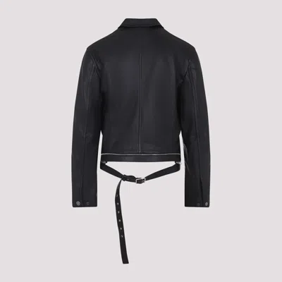 Acne Studios Belted Leather Jacket In Black