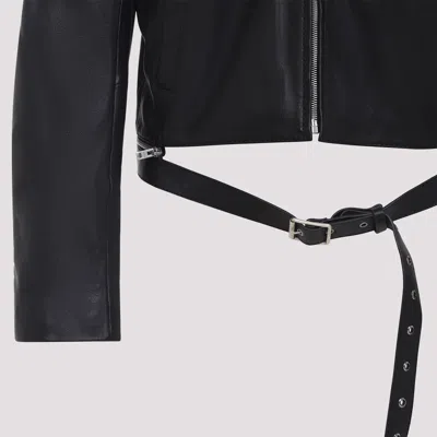 Acne Studios Belted Leather Jacket In Black