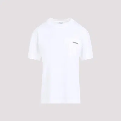 Brunello Cucinelli Chest Pocket Round Neck Short Sleeve T-shirt In White