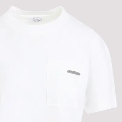 Brunello Cucinelli Chest Pocket Round Neck Short Sleeve T-shirt In White