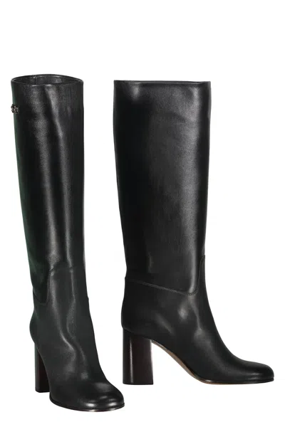 Ferragamo Ovidio 85 Knee-high Boots In Black