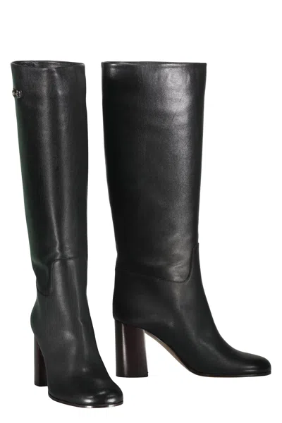 Ferragamo Ovidio 85 Knee-high Boots In Black