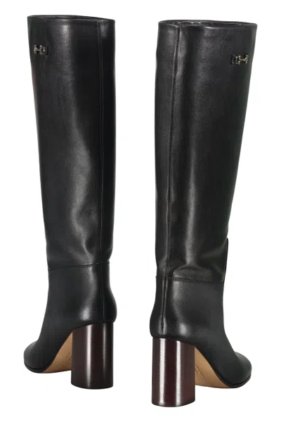Ferragamo Ovidio 85 Knee-high Boots In Black