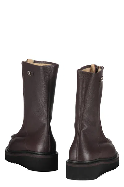 Ferragamo Eurialo Leather Boot In Brown