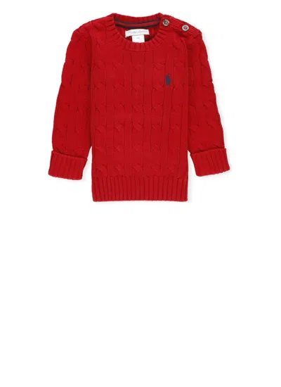 Ralph Lauren Red Sweatshirt For Baby Boy With Pony Logo In Red