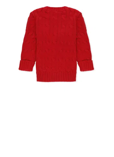 Ralph Lauren Red Sweatshirt For Baby Boy With Pony Logo In Red