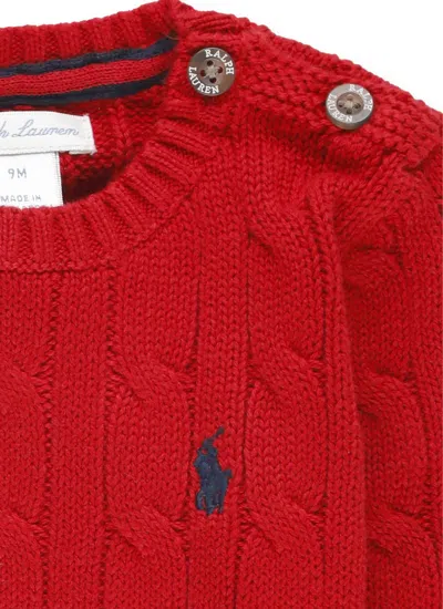 Ralph Lauren Red Sweatshirt For Baby Boy With Pony Logo In Red