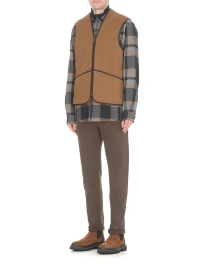 Barbour Warm Pile Waistcoat Zip Sleeveless Jacket In Brown